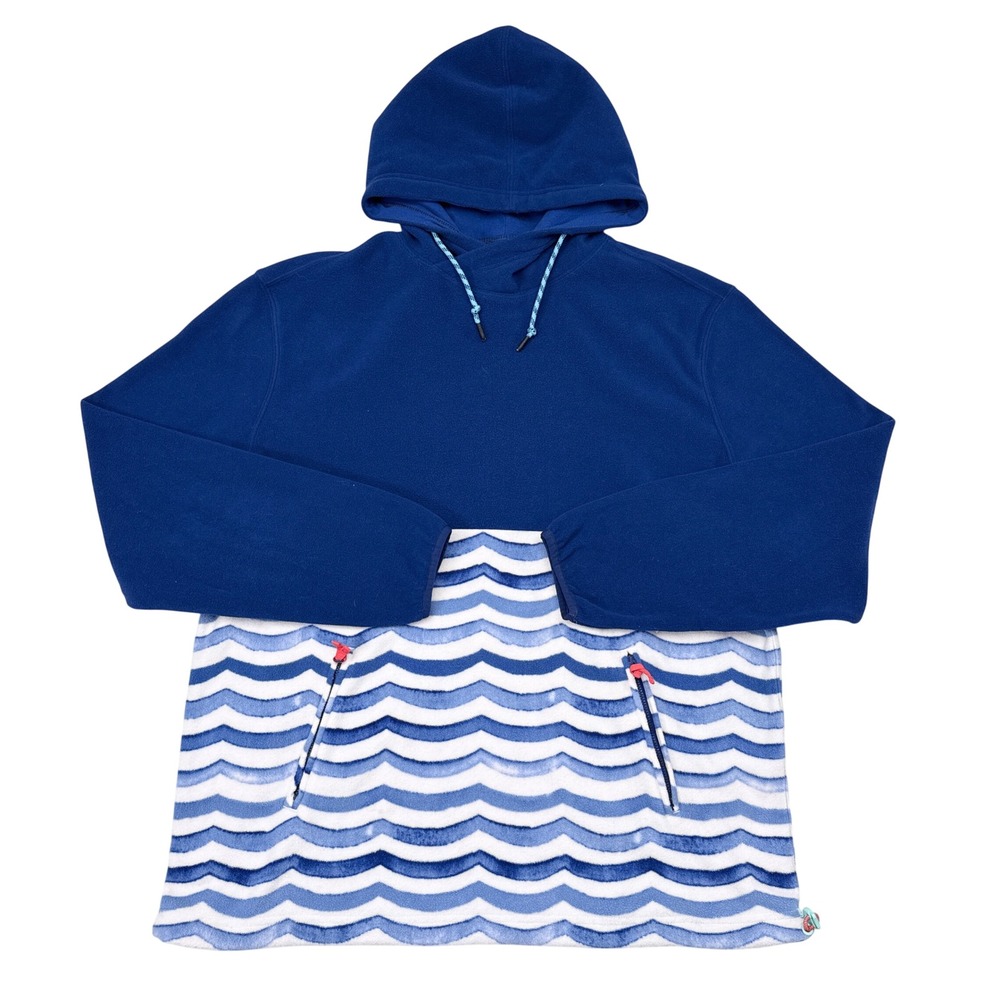 Chubbies Fleece Hoodie Sweatshirt Mens Size XXL Blue White Striped Preppy
